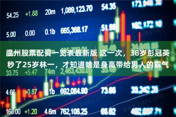温州股票配资一览表最新版 这一次，38岁彭冠英秒了25岁林一，才知道啥是身高带给男人的霸气